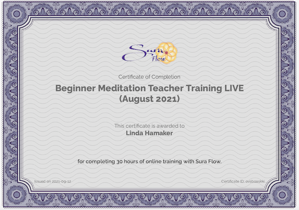 Linda Meditation Teacher Certificate